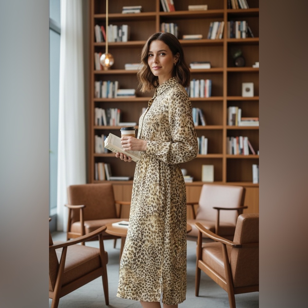 Linea by Louis Dell’Olio Animal Print Silk Blouse and Skirt